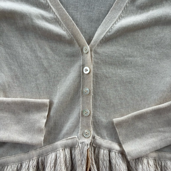 Anthropologie Knitted & Knotted Tiered Cream Peplum Wool Blend Sweater Size S - Picture 6 of 9